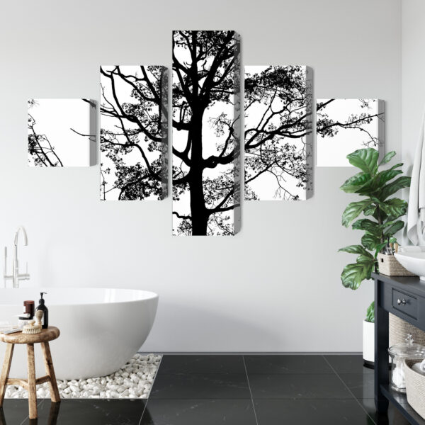 Obraz Wieloczęściowy Czarne Drzewo Na Białym Tle - aranżacja mieszkania