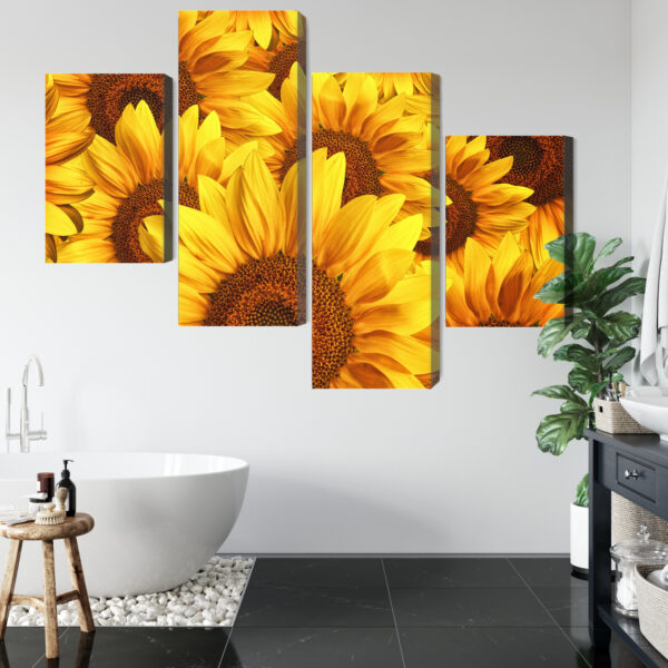 Obraz Wieloczęściowy Kwiaty Słonecznika 3D - aranżacja mieszkania