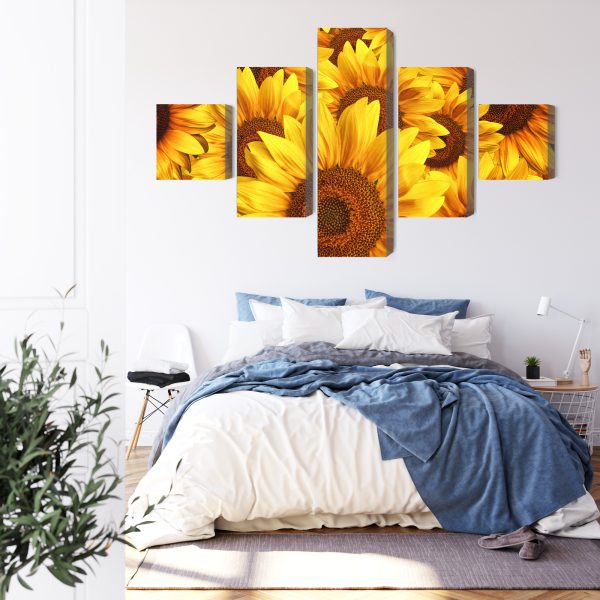Obraz Wieloczęściowy Kwiaty Słonecznika 3D - wzór na obrazie