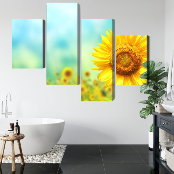 Obraz Wieloczęściowy Dekoracyjne Kwiaty Słonecznika 3D - aranżacja mieszkania