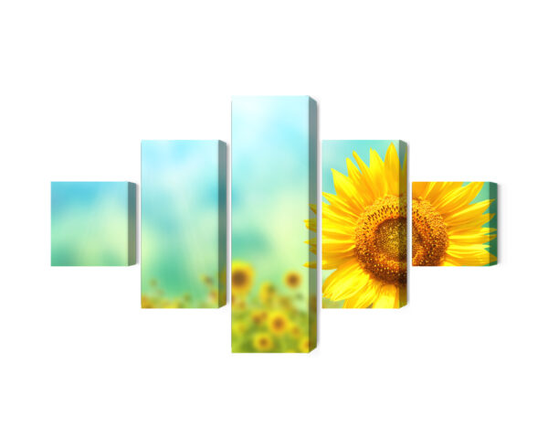 Obraz Wieloczęściowy Dekoracyjne Kwiaty Słonecznika 3D - aranżacja