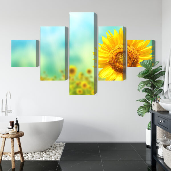 Obraz Wieloczęściowy Dekoracyjne Kwiaty Słonecznika 3D - aranżacja mieszkania