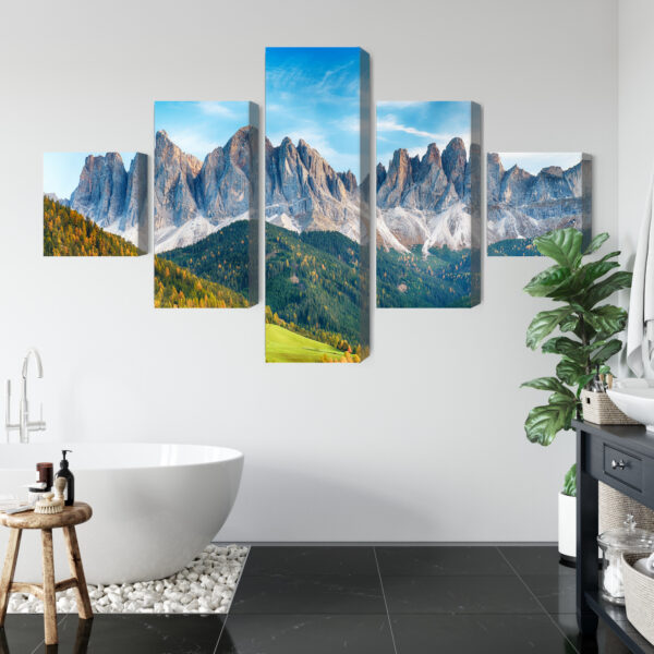 Obraz Wieloczęściowy Pasmo Górskie Dolomity We Włoszech - aranżacja mieszkania