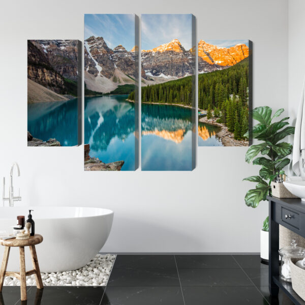 Obraz Wieloczęściowy Kanadyjskie Jezioro Morenowe 3D - aranżacja mieszkania
