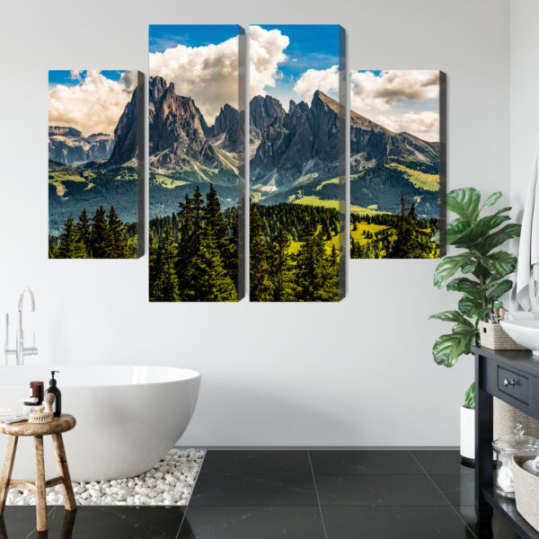 Obraz Wieloczęściowy Widok Włoskich Dolomitów 3D - aranżacja mieszkania
