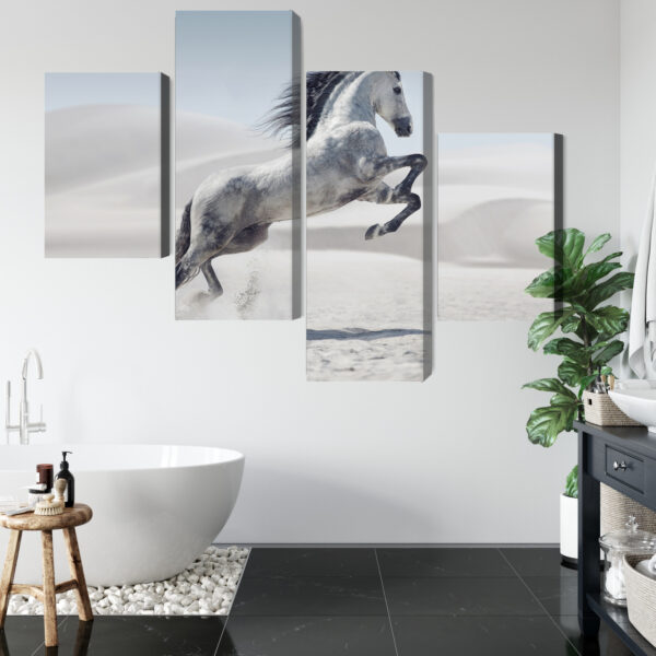 Obraz Wieloczęściowy Koń Na Pustyni 3D - aranżacja mieszkania