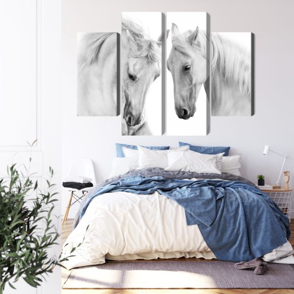 Obraz Wieloczęściowy Dwa Konie Na Białym Tle - wzór na obrazie