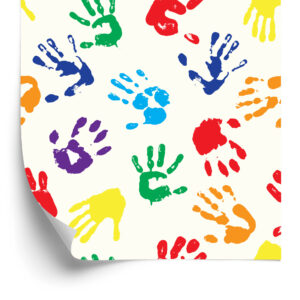 Tapeta Dla Dzieci - Kolorowe Odciski Dłoni - wzór