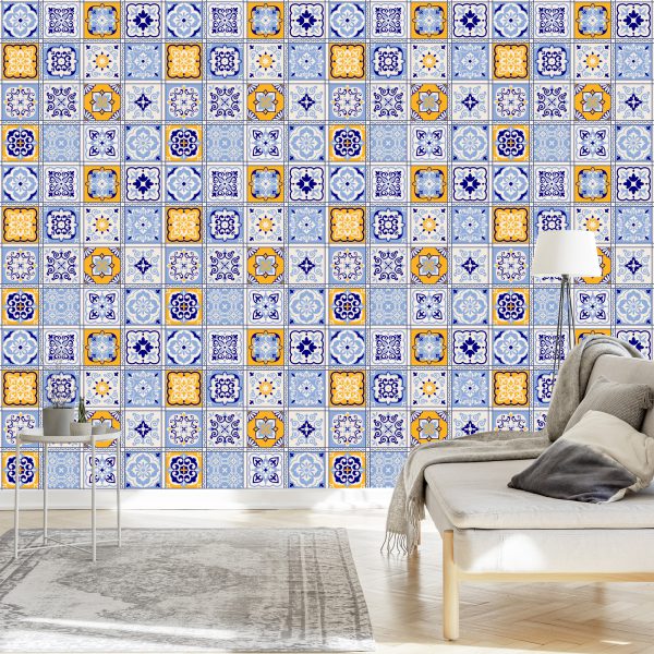 Tapeta Kolorowa Orientalna Mozaika Wzory - aranżacja