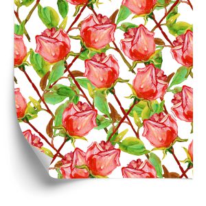 Tapeta Róże Z Łodygami - wzór
