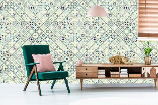 Tapeta Kolorowa Marokańska Mozaika - aranżacja mieszkania