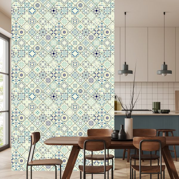 Tapeta Kolorowa Marokańska Mozaika - aranżacja salonu