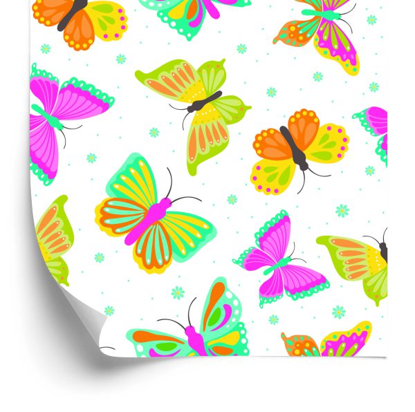 Tapeta Dla Dzieci - Kolorowe Motylki - wzór