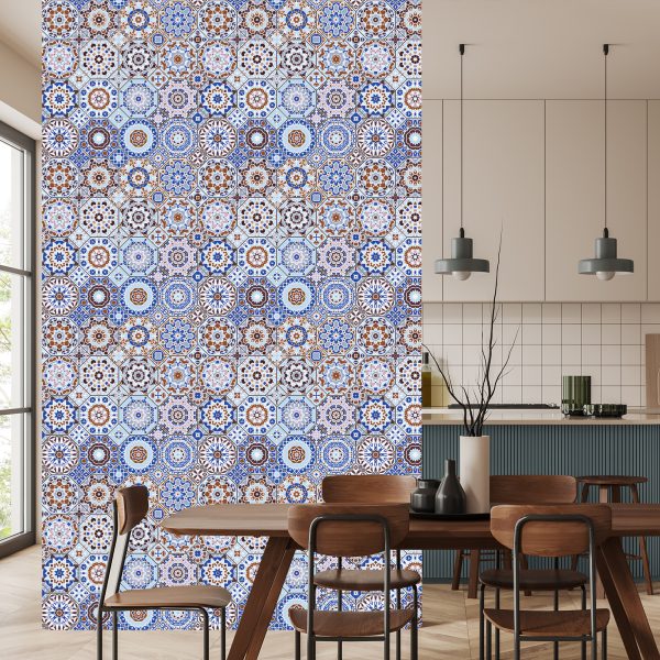 Tapeta Kolorowa Mozaika W Stylu Arabskim - aranżacja salonu