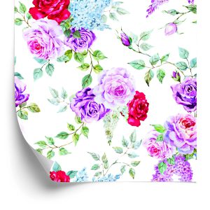 Tapeta Kolorowe Róże - Akwarela Vintage - wzór